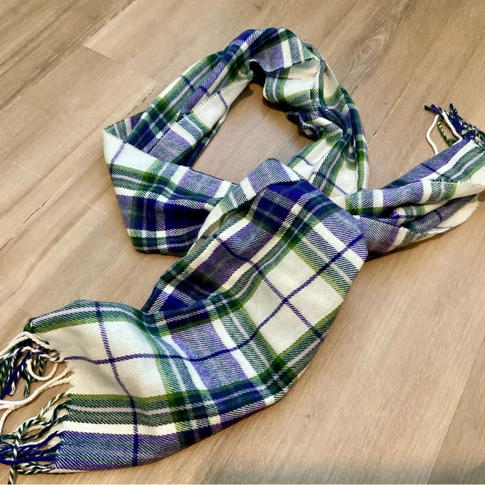 Plaid Green and Purple Scarf